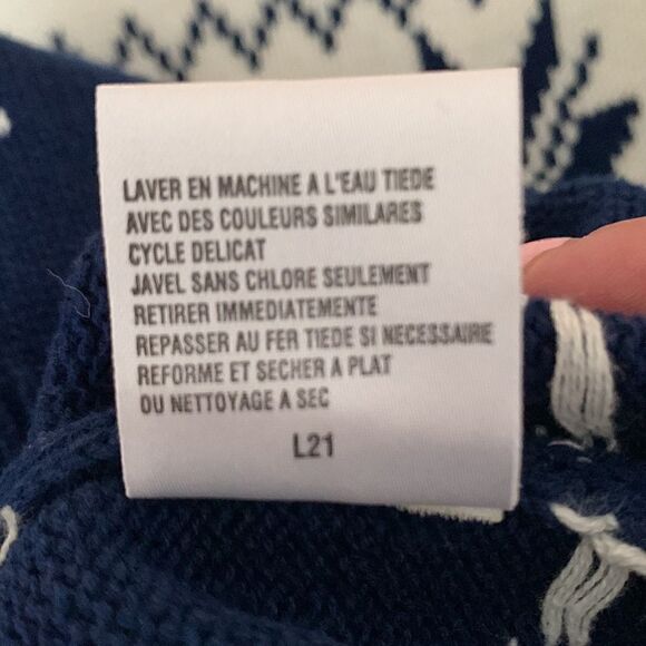 Elisabeth by Los Claiborne Cotton Crew Neck Navy/ White Sweater Men’s Size 1 - Picture 9 of 9